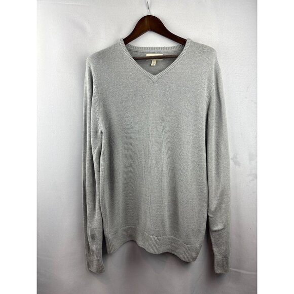Men’s 1901 Large Light Grey V-Neck Sweater - Picture 1 of 5